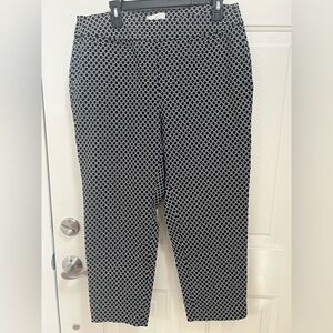 Talbots Black and White Geometric Pull-on Pants